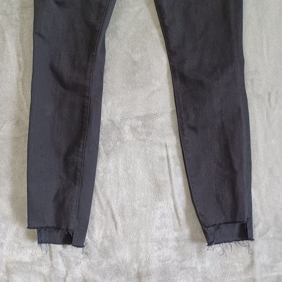 Frame Jeans‎ Sz 25 Le Skinny De Jeanne Raw Stagger Step Hem Film Noir Black - Picture 4 of 9